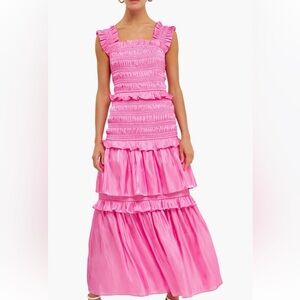 NWT endless rose sheer smocked tiered maxi dress size medium